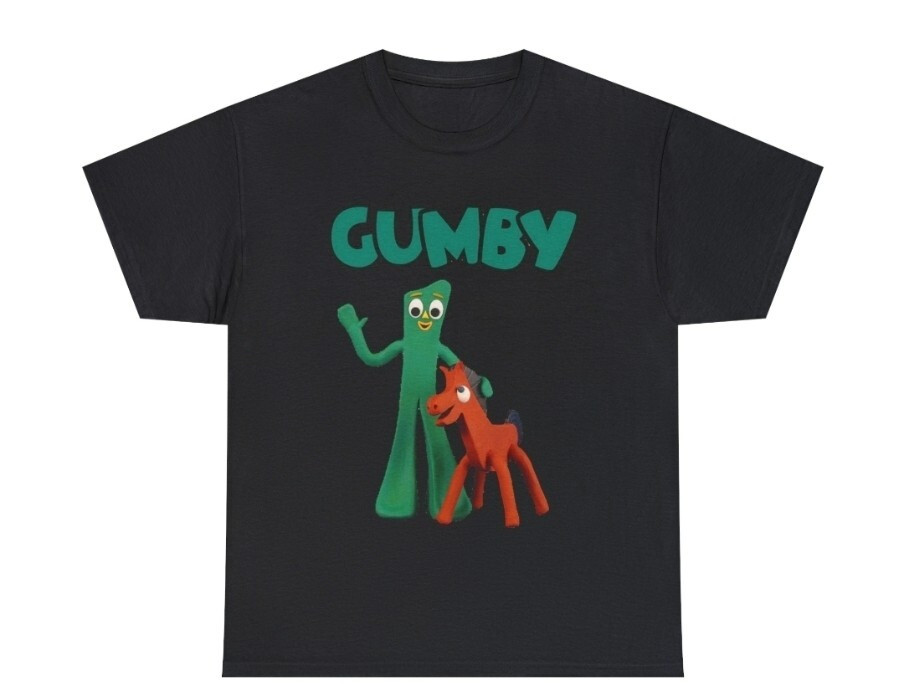 Gumby Black Unisex T Shirt NEW Retro Style 80s TV Cartoon Funny shirt Nostalgia