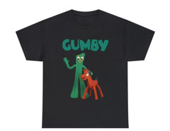 Gumby Black Unisex T Shirt NEW Retro Style 80s TV Cartoon Funny shirt Nostalgia