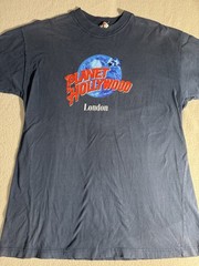 Vintage Planet Hollywood London T Shirt Large Black 90s Nostalgia Europe Retro