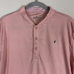 Primo Shirt Mens Medium Pink Henley Polka Dot Lightweight Stretch Tee Jersey