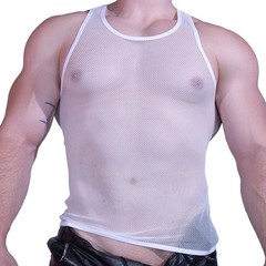 Gym Tank Top Mens Mesh Vest Ultra-thin Transparent Breathable High Stretch