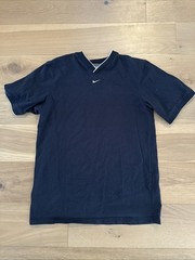 Vintage Nike Center Swoosh T-Shirt Size Large Navy Blue Embroidered Logo