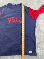 Polo Ralph Lauren Colorblock Spellout Men’s T-Shirt L Blue Red Contrast Sleeves
