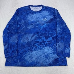Real Tree Rash Guard Shirt Men XL Blue Ocean Camo Fishing LS Beach Outdoors