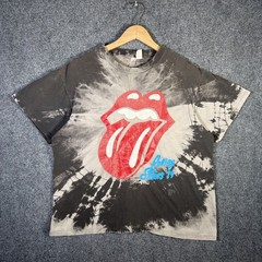 Vintage Rolling Stones Shirt Mens Large Black 1989 Steel Wheels Tour Faded 80s