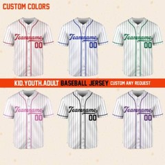 Custom Request Stripe Line Custom Colors Personalized Name Baseball Jersey