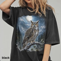 Great Horned Owl Moon Mountain Wildlife Nature Bird Comfort Tee