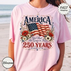 HOT!!! 250 Years Flag & Poppies Shirt, Patriotic Floral T-Shirt