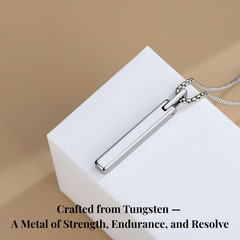 Bar Tungsten Steel Necklace for Men Women, 18K Gold Plated/Silver Color Pendant