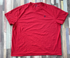Polo Ralph Lauren Classic Fit Mens Red T-Shirt 2XL XXL Navy Pony Logo V Neck