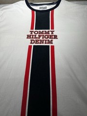 Tommy Hilfiger Denim White Graphic Logo Crew Neck Short Sleeve T-Shirt Men XL