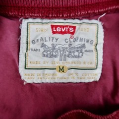 Vintage Levis Mens Henley Shirt M Burgundy Red Short Sleeve Ribbed Cotton