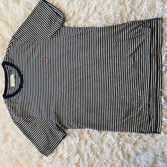 Five Four Mens Round Neck Short Sleeve T Shirt Gray and Blue Stripes Size Medium