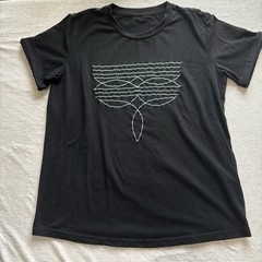 Black Graphic Print Crew Neck Short Sleeve Embroidered T-Shirt Unisex Size S