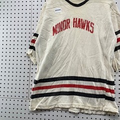 Vintage Minor Hawks Hockey Jersey Mens Large Beige TRUE Vintage Made uSA