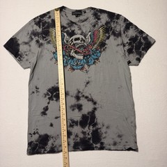 Affliction Black Label Twisted Grin Y2K Castor Grey Black Crystal Wash Shirt L