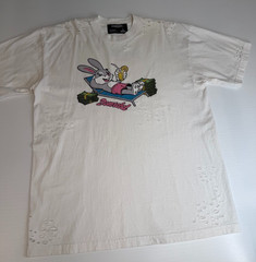 Domrebel Shirt Men Large Bunny Distress Street Graphic Collect Work Party Gym Ex