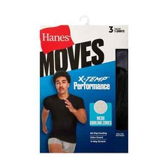 Hanes 3 Pack Moves X Temp Men’s Breathable Mesh Crewneck T-Shirt, Black/Grey 2XL