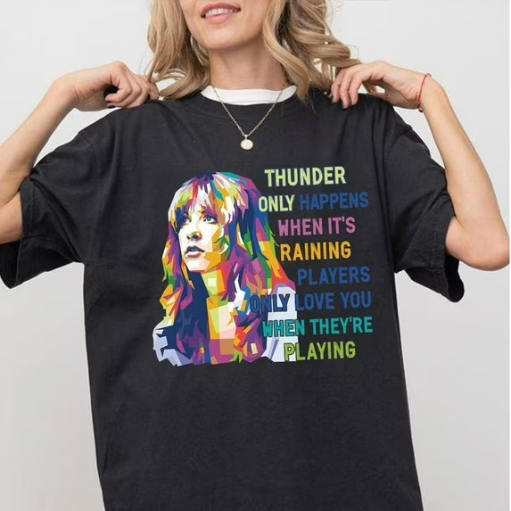 Vintage Rock Music T-Shirt – ‘Thunder Only When It’s Raining’ Lyric Tee