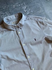 AllSaints Men’s Shirt XSmall (US XS(S) / EU 44) – Gray, Cotton, Short Sleeve