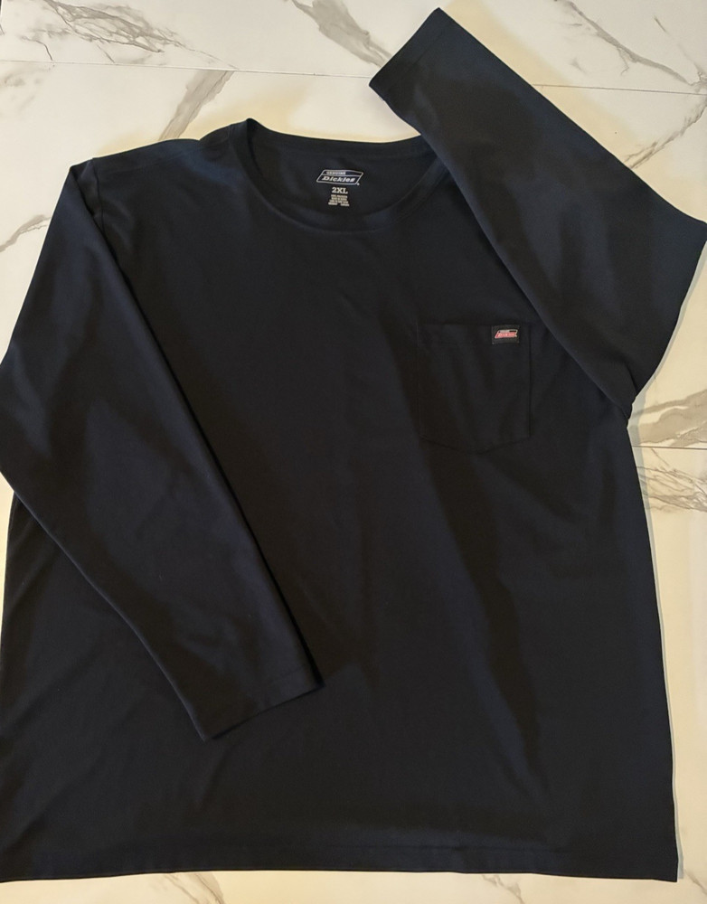 Genuine Dickies Mens T-Shirt 2XL Black Shorts Sleeve Perfomrance Work Pocket Tee