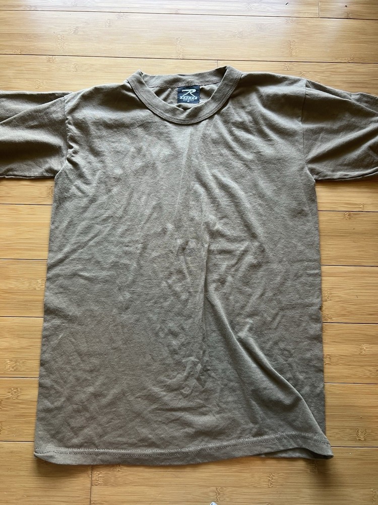 Rothco Shirt Mens Medium Brown Made USA Military Minimalist Basic Single Stitch