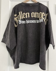 Roku Studio Fallen Angel 3XL Cropped Studded T Shirt NWT Washed Black / Gray