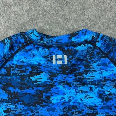 Huge Sports Rash Guard Mens XL Blue Digital Camo Long Sleeve Compression