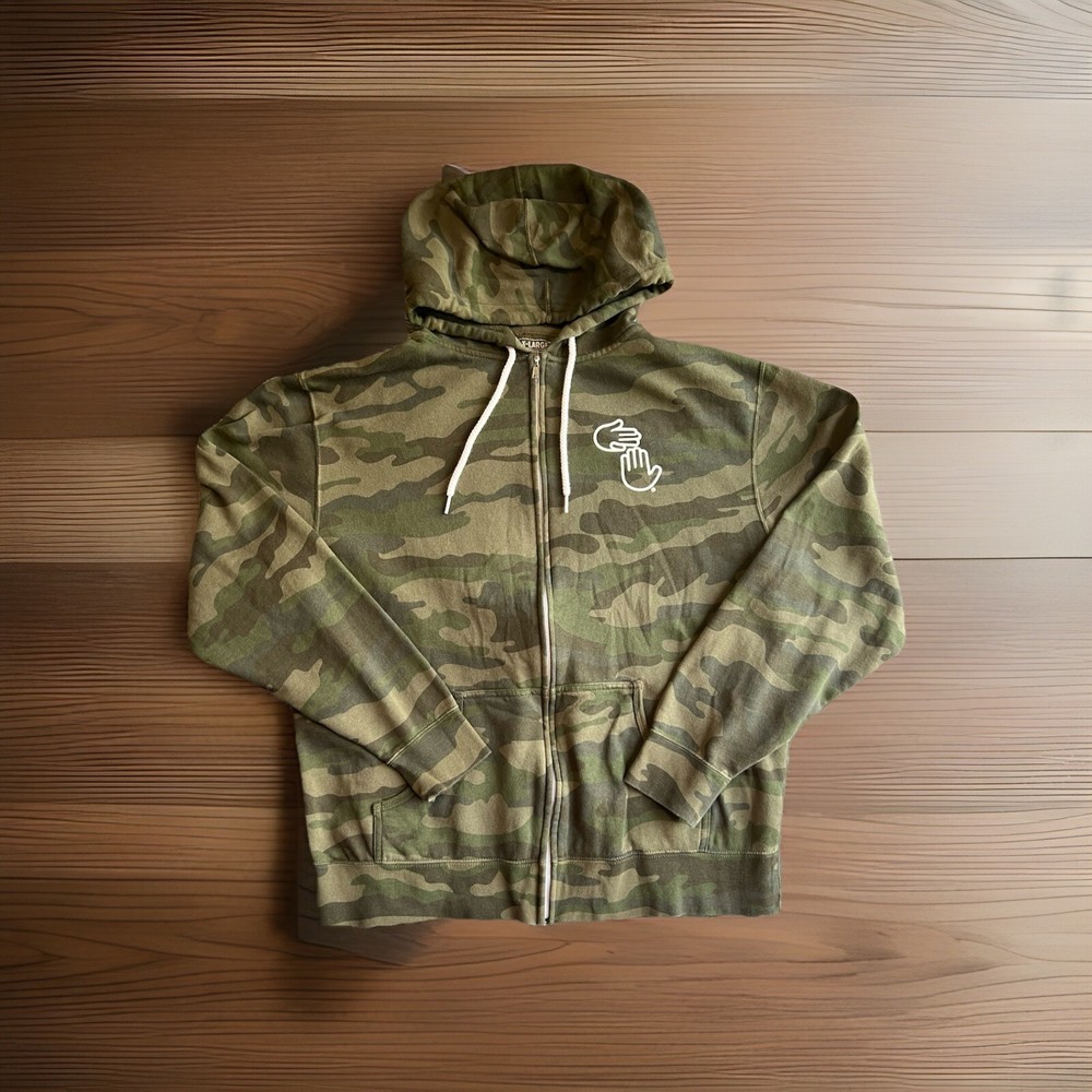 MICHIGAN HANDS ZIP HOODIE (CAMO) High Five Threads Company Size X-LARGE