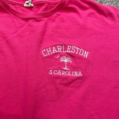 Delta Pro Weight Shirt Adult Medium Pink Charleston South Carolina Logo Cotton