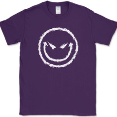 Evil Smiley Face T-Shirt Funny Rebel Biker Humor Sarcastic DJ Club Tee