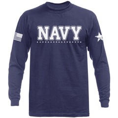 Navy Military Veteran American Pride Patriotic Graphic Long Sleeve