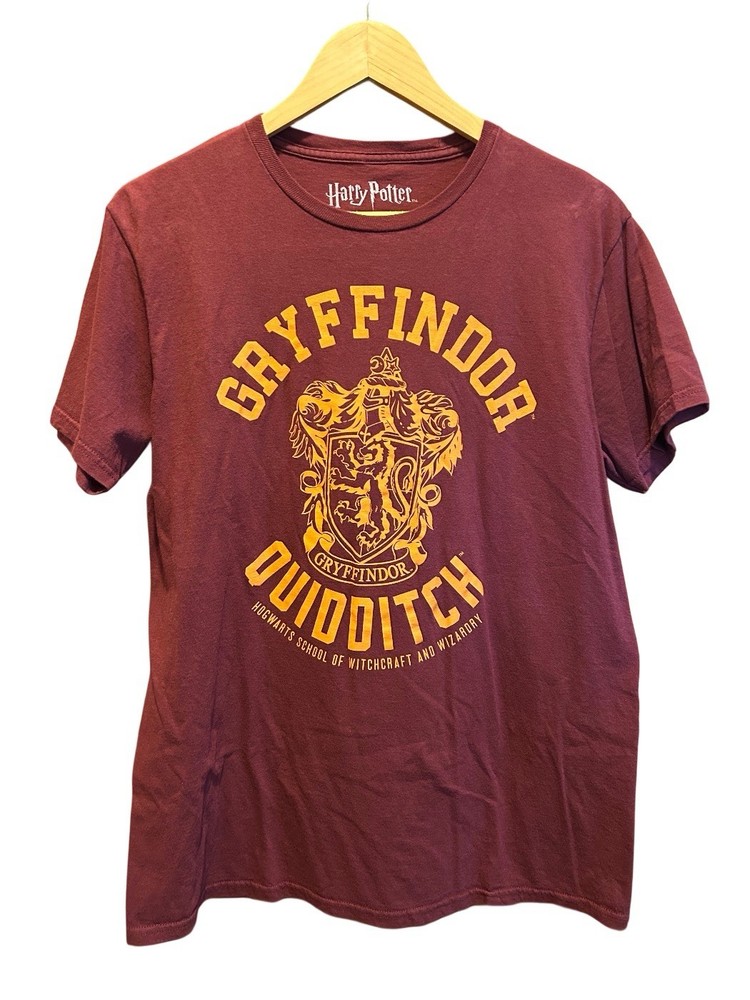 Harry Potter Gryffindor T Shirt Men’s Large Warner Bros. Burgandy 100% Cotton