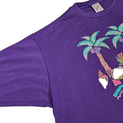 Vintage Florida T Shirt Adult XL Purple Men’s Palm Trees Seashells 80’s Colorful