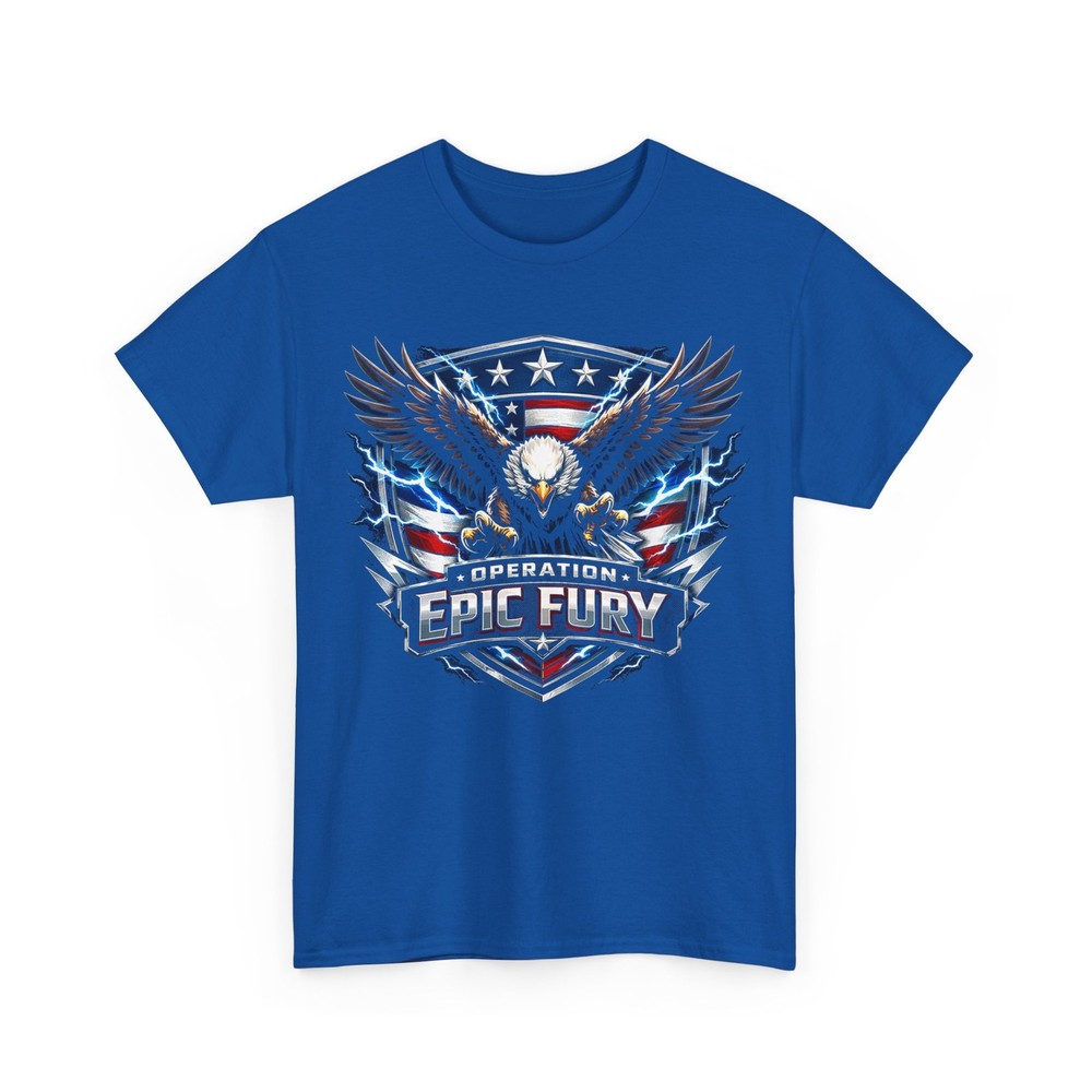 Operation Epic Fury T-Shirt, USA Flag with Eagle Military Patriotic Shirt