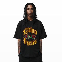 Latino Heat Shirt Chicano Style Flame Roses T-Shirt Hispanic Pride Tee A391