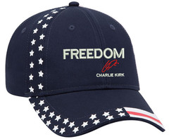 Freedom Charlie Kirk Signature Embroidered OFM Hat with US Flag Design