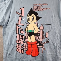 Astro Boy Kanji Graphic Print Tee Mens XL Light Blue Multi Crewneck Short Sleeve