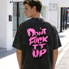 Men’s Oversized Acid Wash Vintage 100% Cotton Don’t Mess It Up Casual T-Shirt