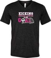 Buy Cool Shirts Breast Cancer T-shirt Kicking Cancer is Our Goal Tri Blend VNeck