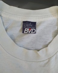 80s Vintage BVD Shirt Undershirt White Thin Combed Cotton Single Stitch L 42/44