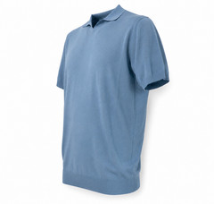 CASHMERE COMPANY men’s polo shirt cotton and linen C26S18 color blue 151