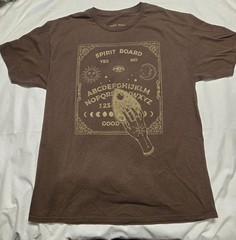 Loot Fright Spirit Board Ouija Brown Graphic Tee Mystic Hand Planchette Sz L