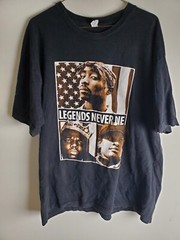 Vintage Original Flavor Legends Never Die Biggie Easy E Tupac Black T-Shirt 2xl