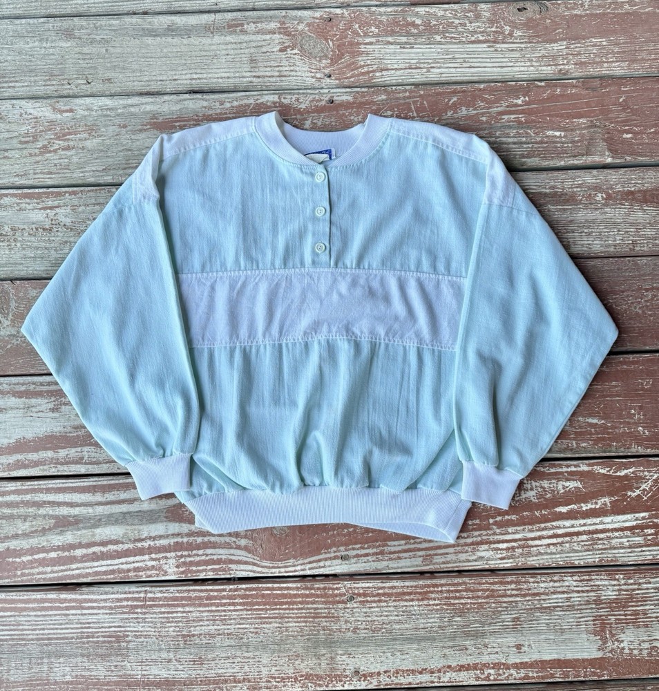 Vintage 90s Club Newport Henley Shirt Mens L Blue White Elastic Waist Beach Golf