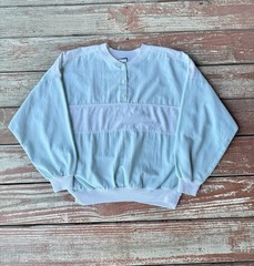 Vintage 90s Club Newport Henley Shirt Mens L Blue White Elastic Waist Beach Golf