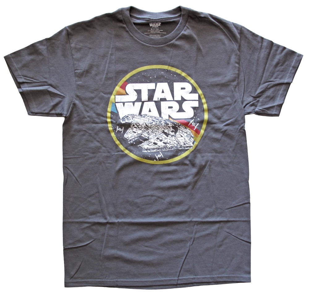 Star Wars Millennium Falcon Circle Flight Men’s Charcoal T-Shirt New