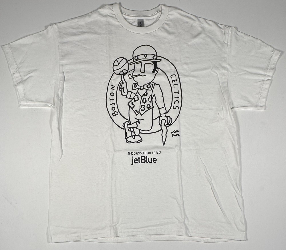 Boston Celtics Nick Shea Art T Shirt Mens XL White 2022 NBA Schedule