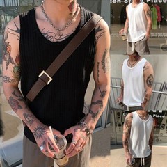 Ribbed Sleeveless Tank Top for Men, Comfortable Activewear Vest for Daily Wear
