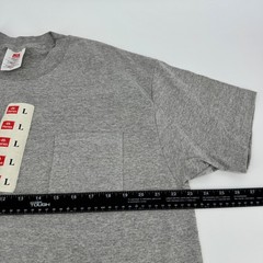 Vintage Hanes Mens Large Gray Pocket T Shirt Short Sleeve Made in USA Deadstock